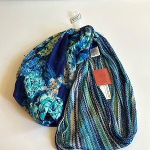 NWT Mossimo blue multicolor Infinity raw edge scarf